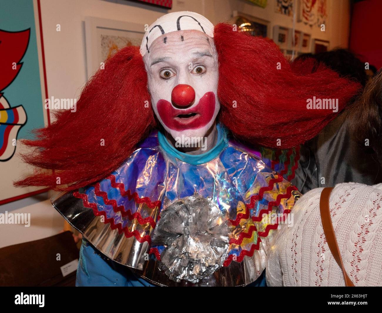 May 11, 2024, Hollywood, California, USA: Bozo the Clown, aka, David Arquette attends ''BONKERS'' the Art Show. (Credit Image: © Billy Bennight/ZUMA Press Wire) EDITORIAL USAGE ONLY! Not for Commercial USAGE! Stock Photo