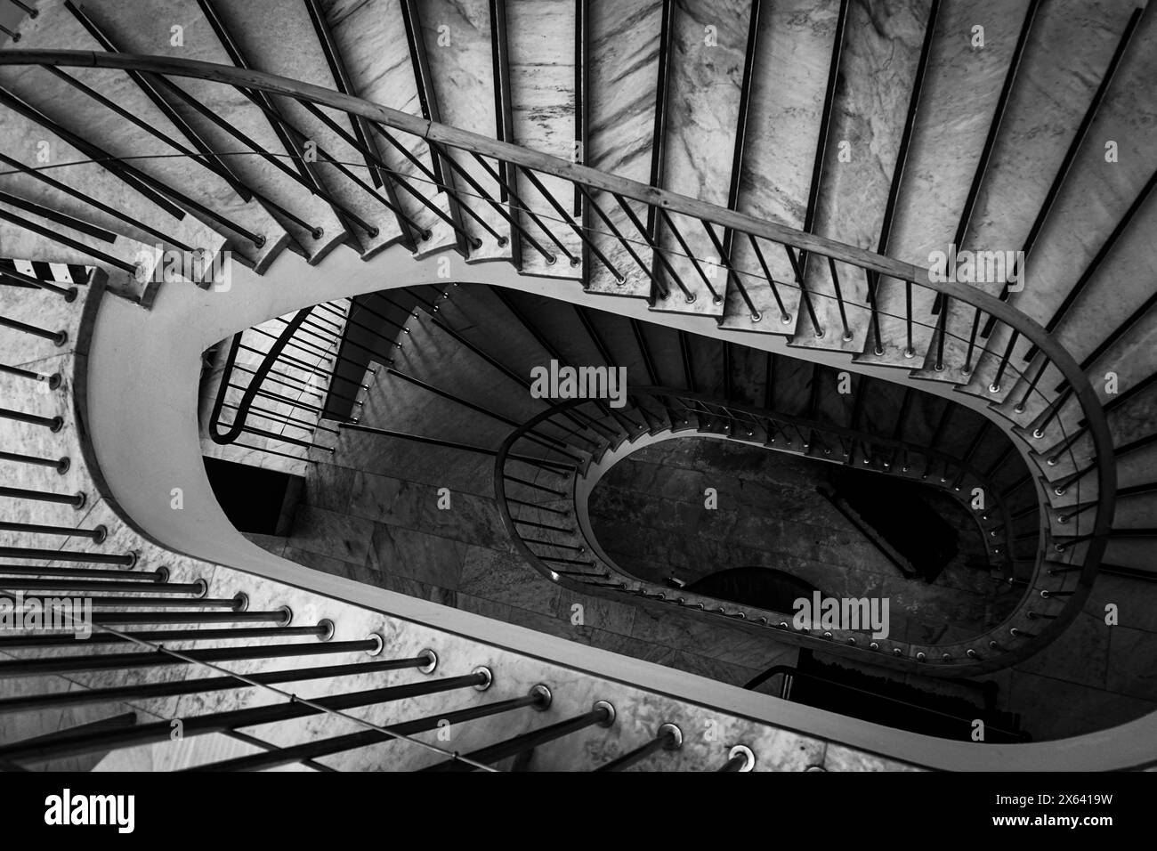 High angle view of the spiral staircase Stock Photo