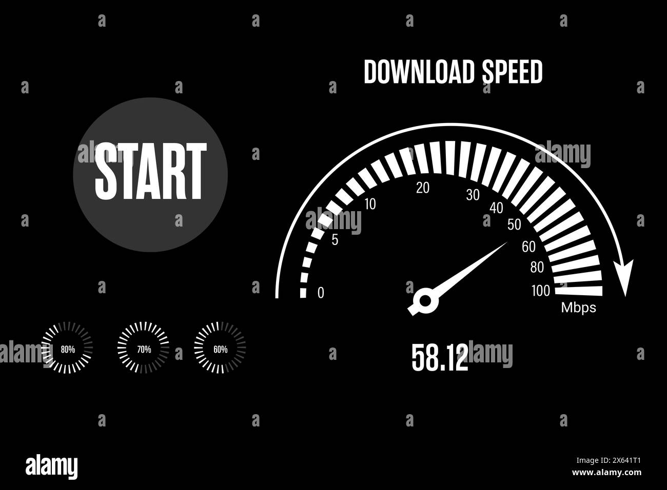 Speed test screen with illustration of speedometer Stock Photo Alamy