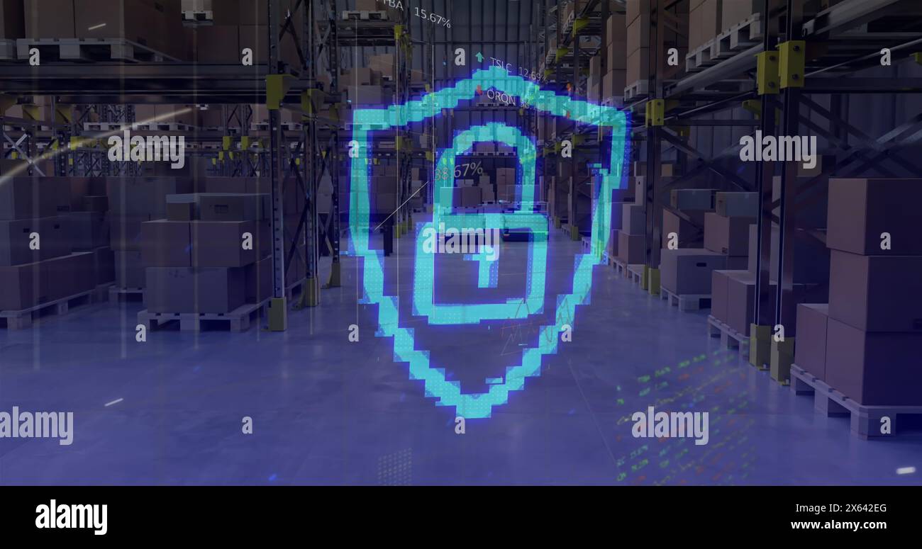 Security shield lock animation over hi-res stock photography and images ...