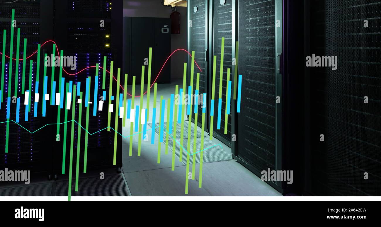 Image of data processing against computer server room Stock Photo - Alamy