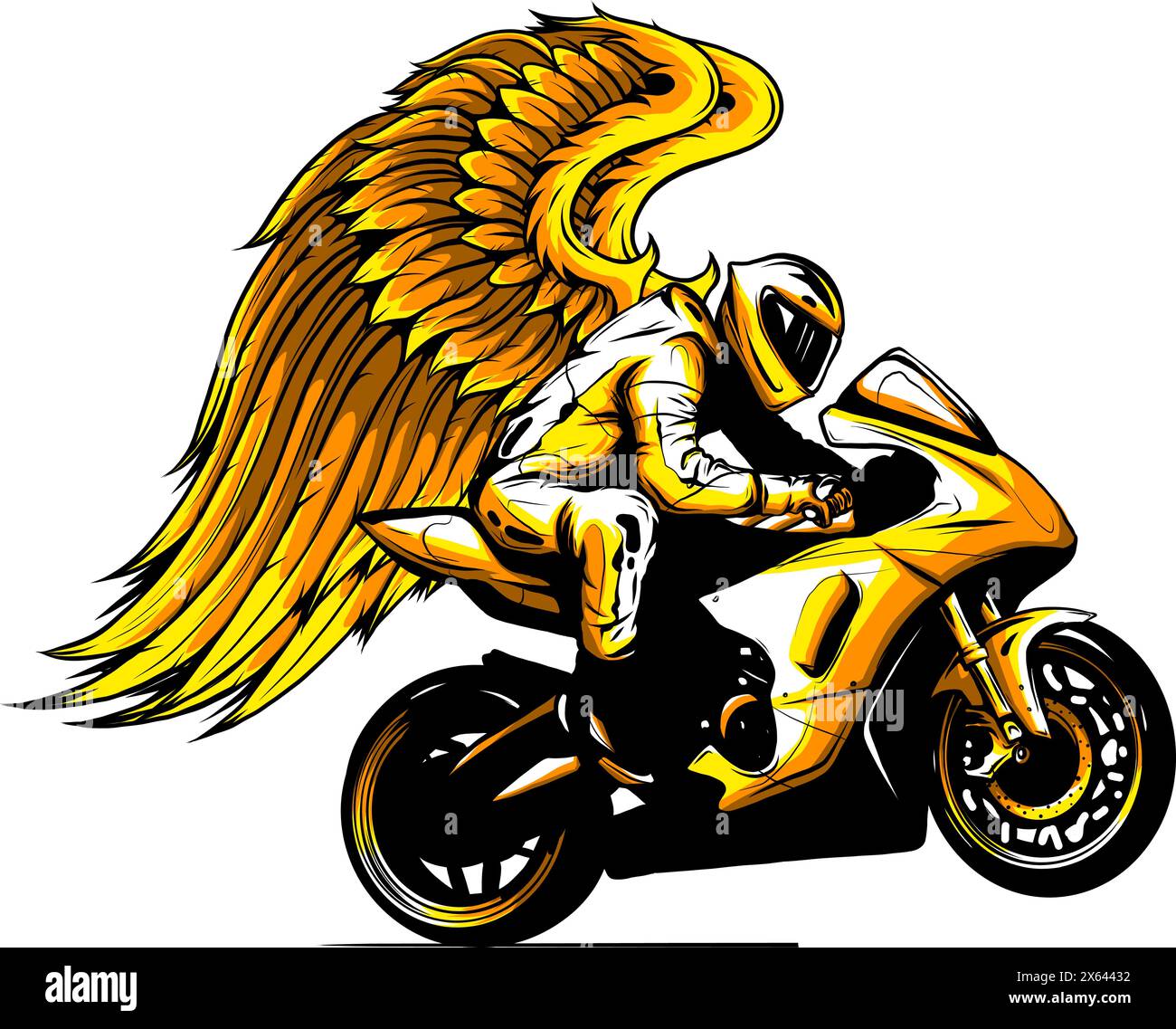 Vector Motorcycle wings racing on white background Stock Vector