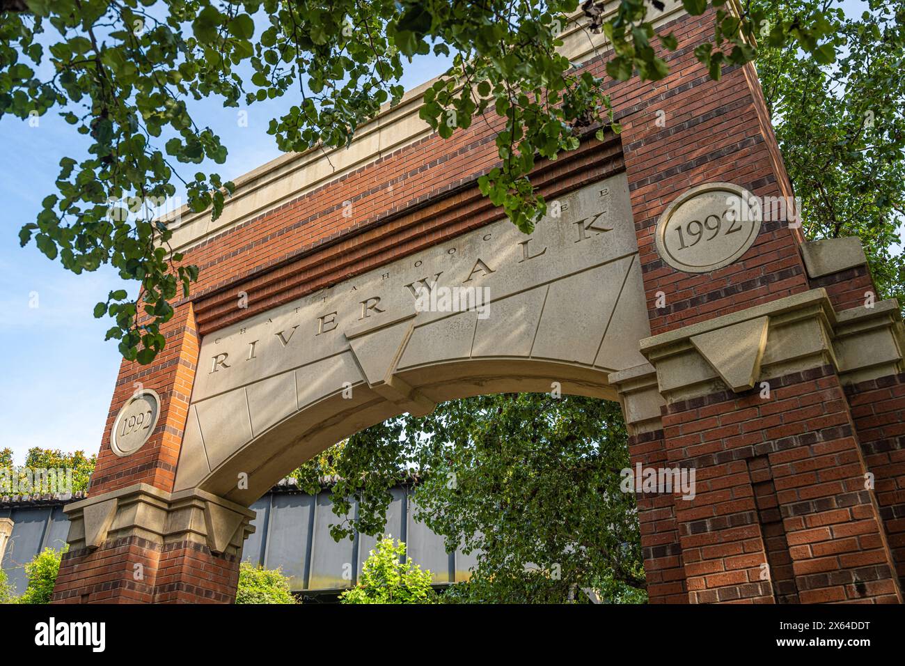 Archway on the Chattahoochee Riverwalk along the Chattahoochee River near the Columbus Convention & Trade Center in Uptown Columbus, Georgia. (USA) Stock Photo