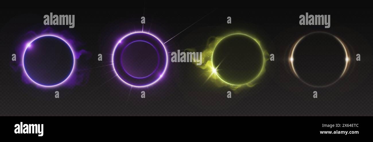 Halo light ring with neon flare glow effect vector. 3d abstract ...