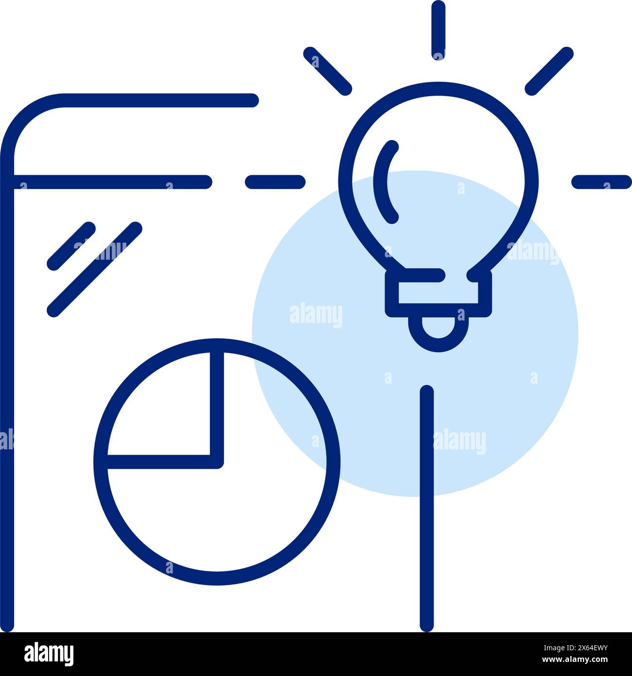 Smartphone with pie chart diagram and light bulb. Mobile data analytics inspiration. Pixel perfect, editable stroke vector icon Stock Vector