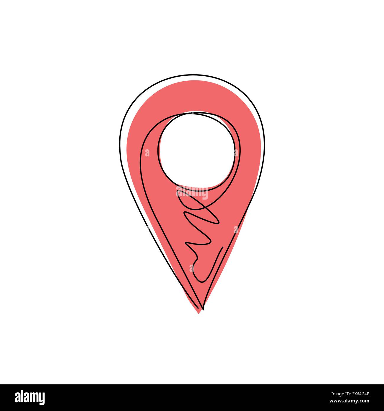 Single one line drawing Pin of map. Icon of drop pin. Place of location