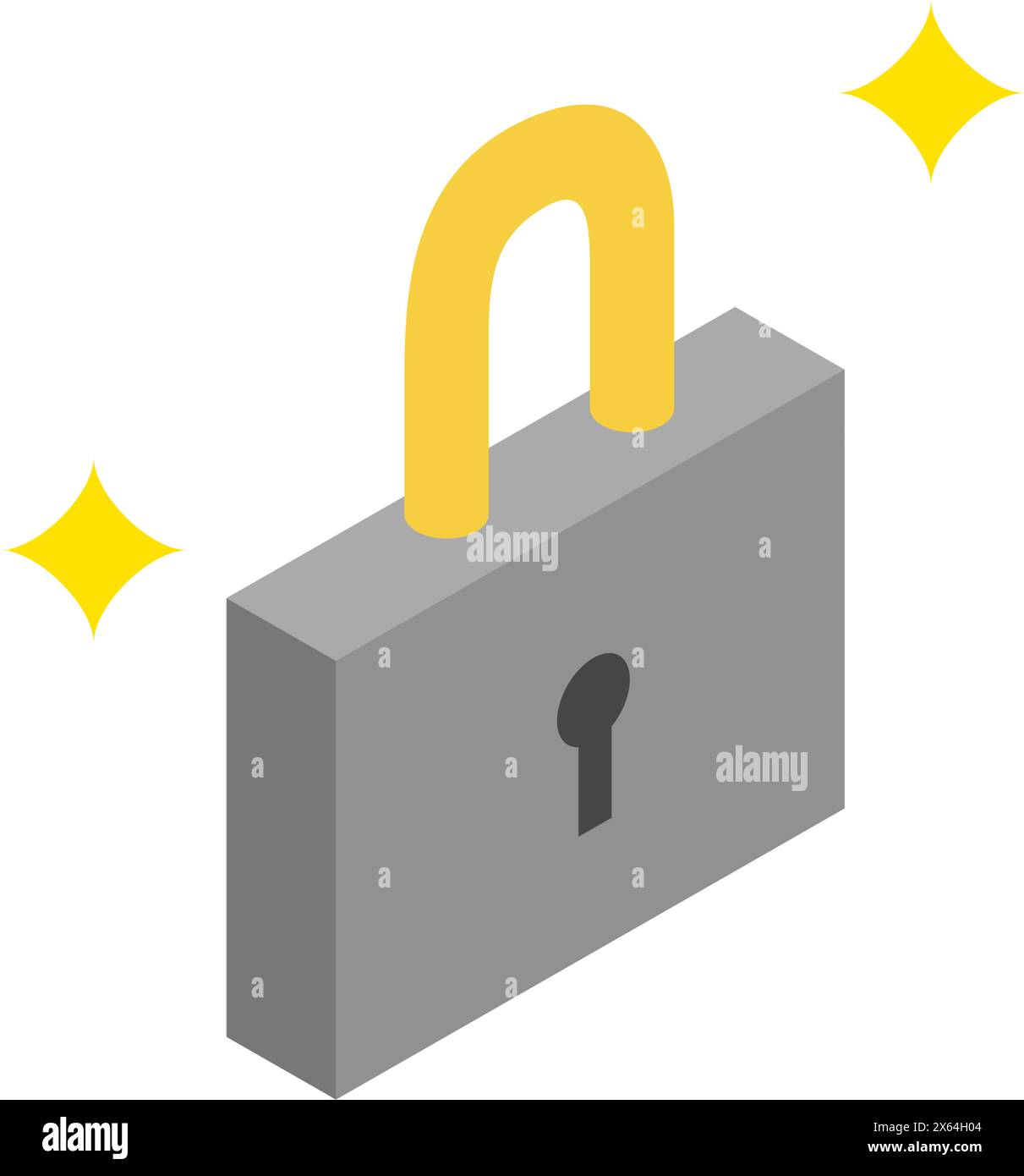 For Rent: Padlock Security, Isometric Illustration, Vector Illustration Stock Vector