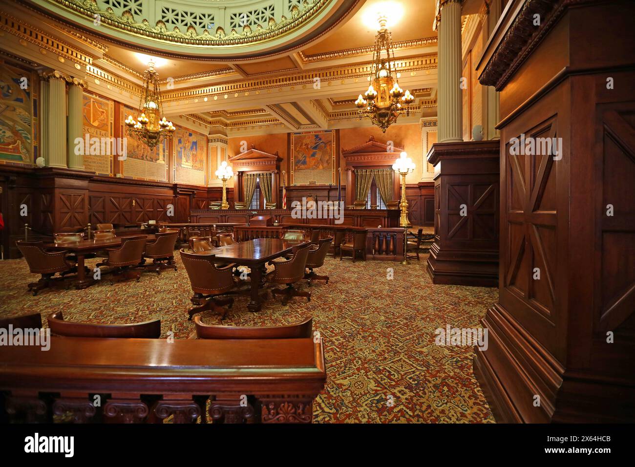 The supreme court room State Capitol Harrisburg Pennsylvania Stock