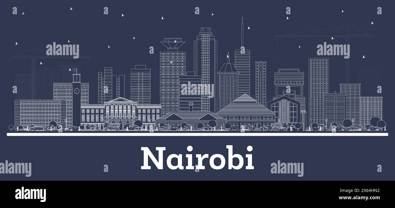 Outline Nairobi Kenya City Skyline With White Buildings. Vector ...