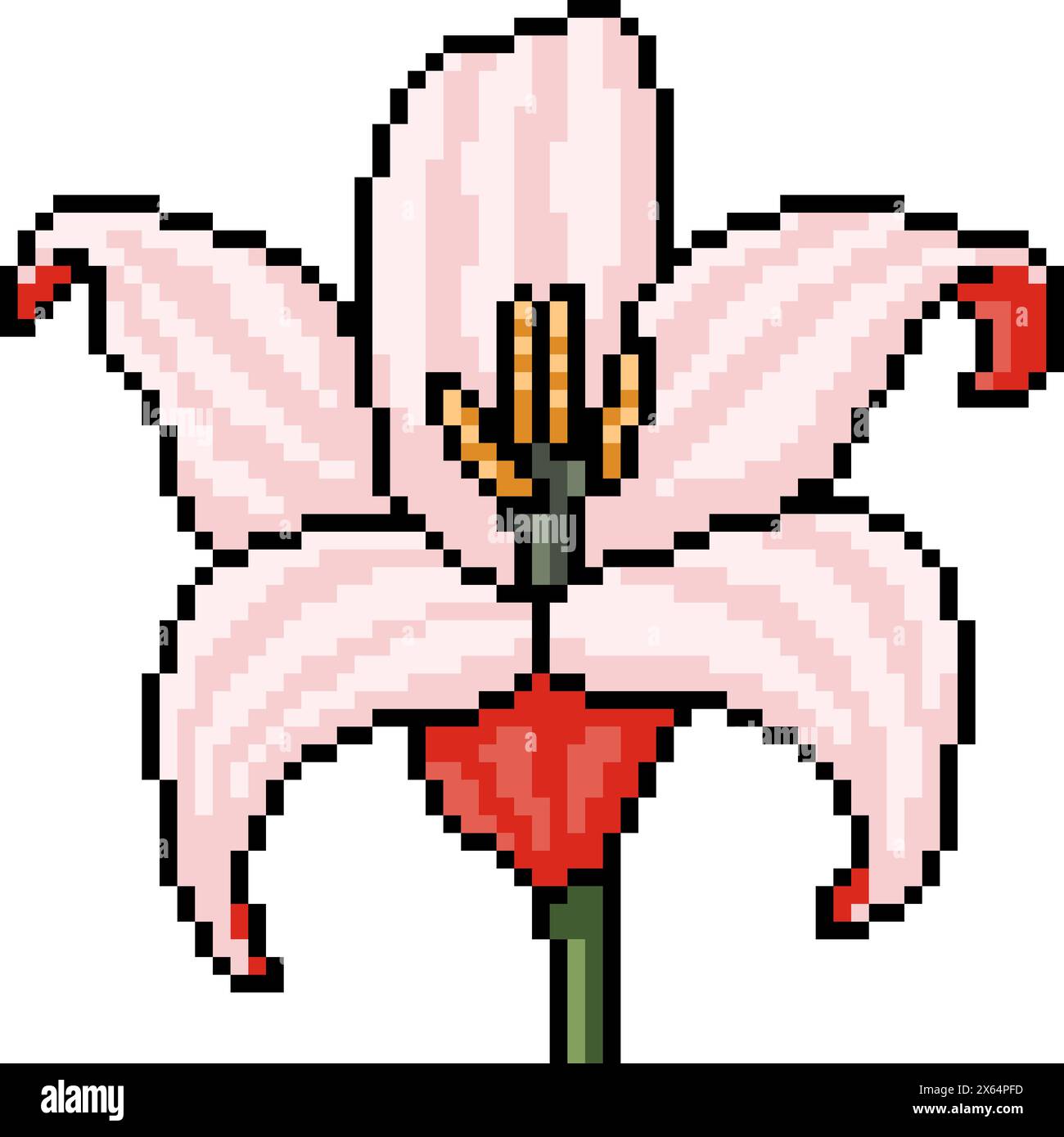 pixel art of pink lily bloom isolated background Stock Vector Image ...