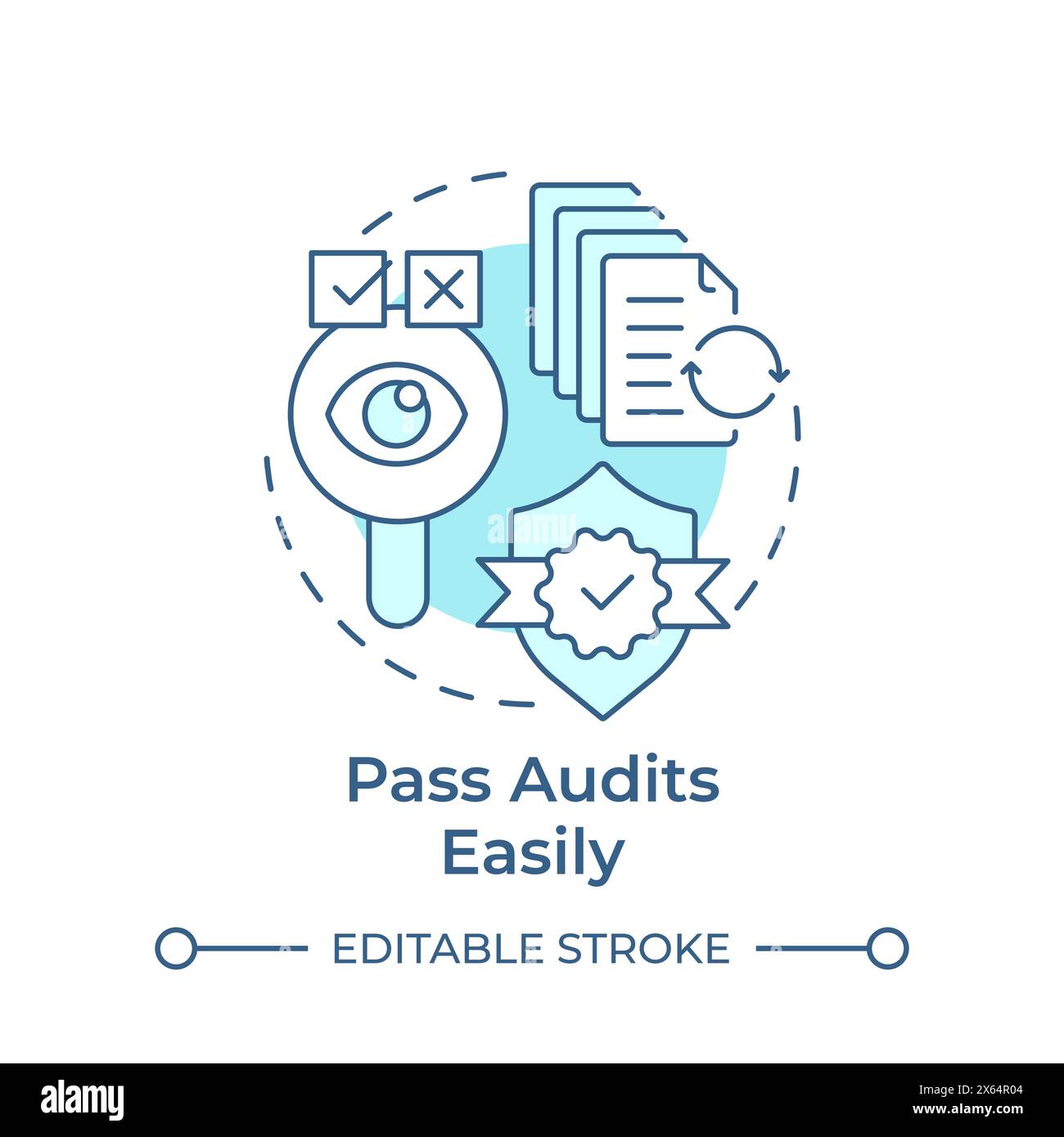 Pass audits easily soft blue concept icon Stock Vector