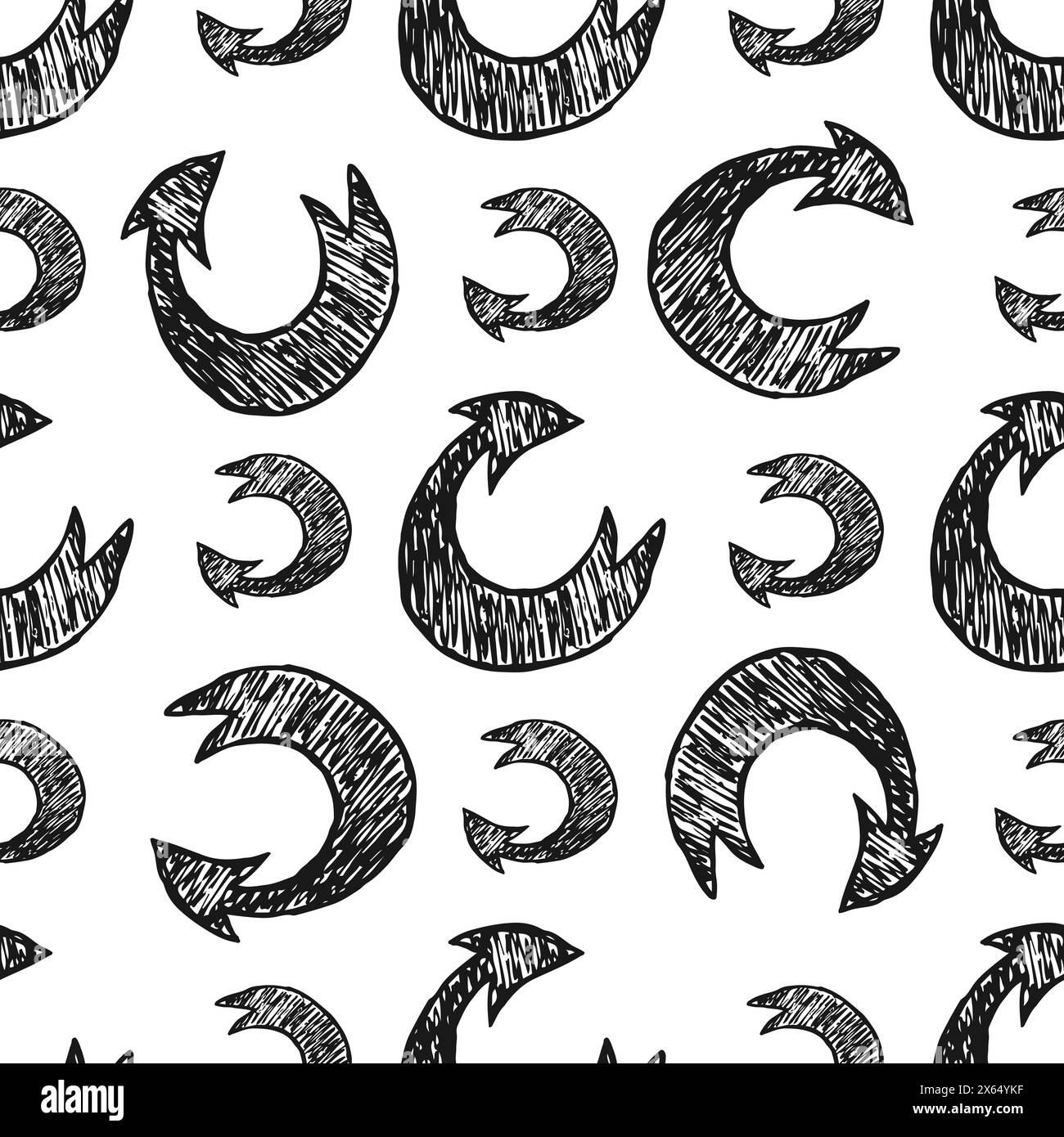 Seamless pattern with black hand drawn arrows. Vector illustration ...