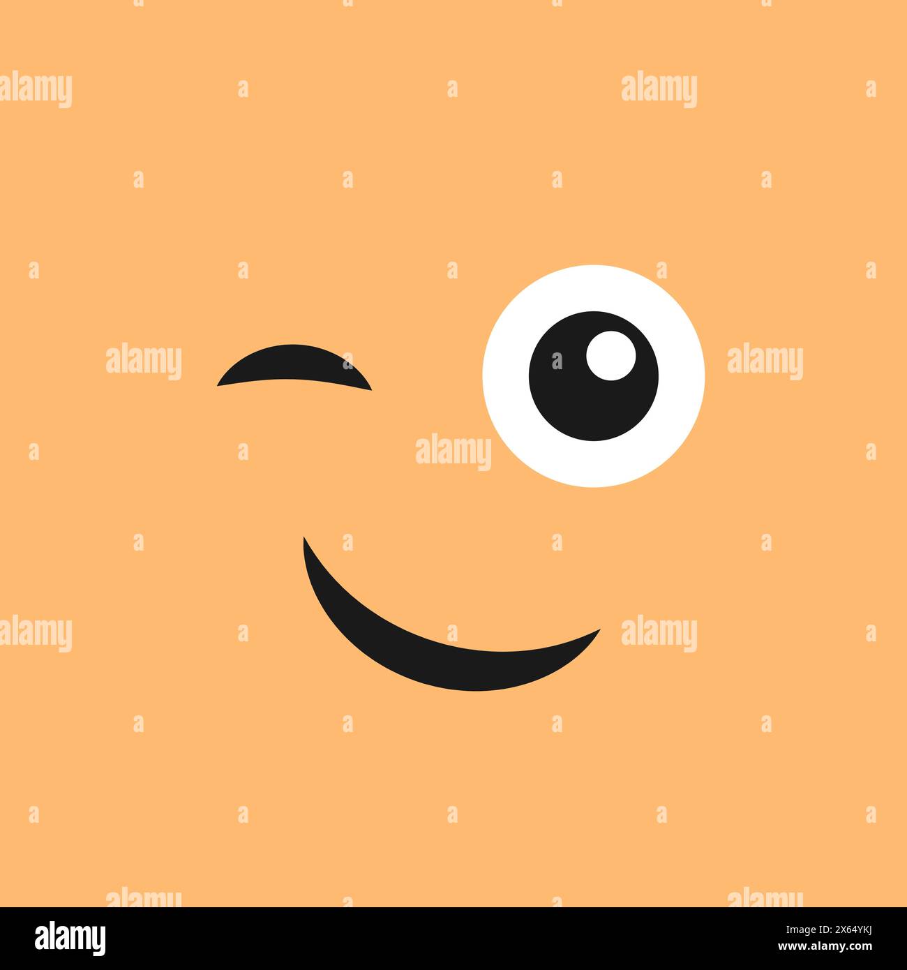 Smiling face with a wink on color background. Vector illustration Stock Vector