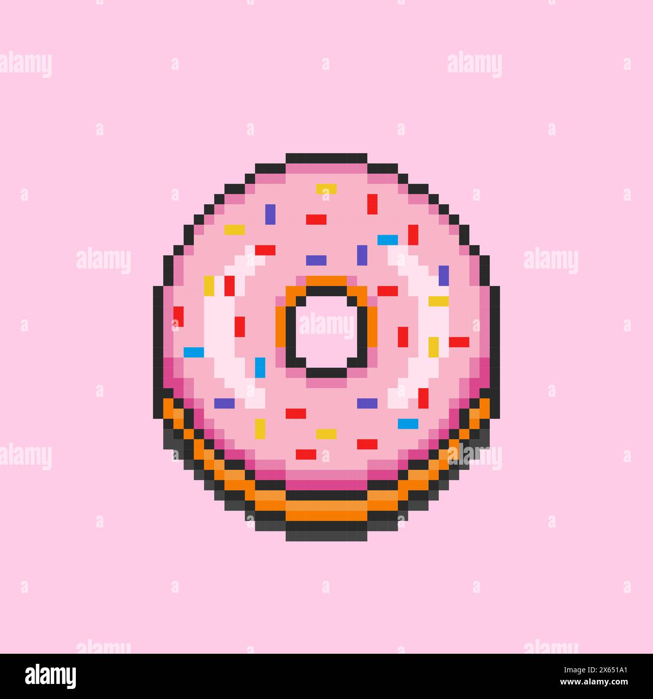 Pixel art donuts food design Stock Vector