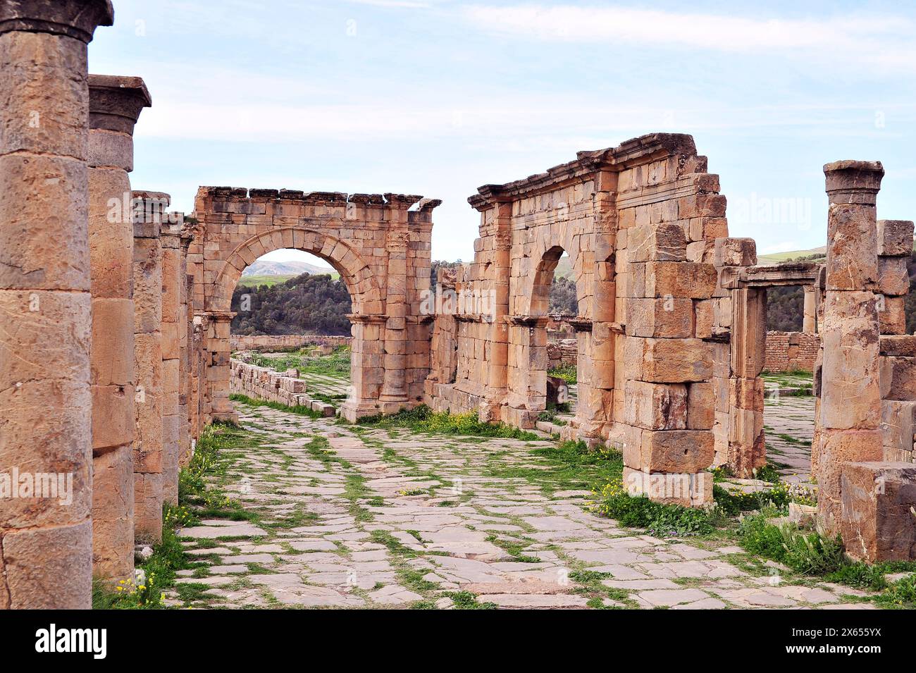 ALGERIA - TOURISM - ART - HISTORY - ARCHEOLOGY.  Djemila Roman site Stock Photo