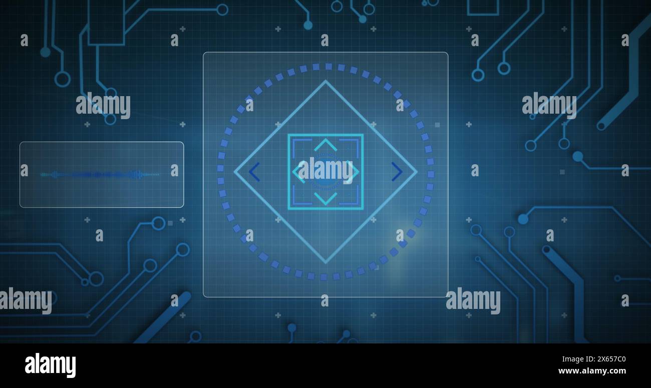 Image of data processing over dark background Stock Photo