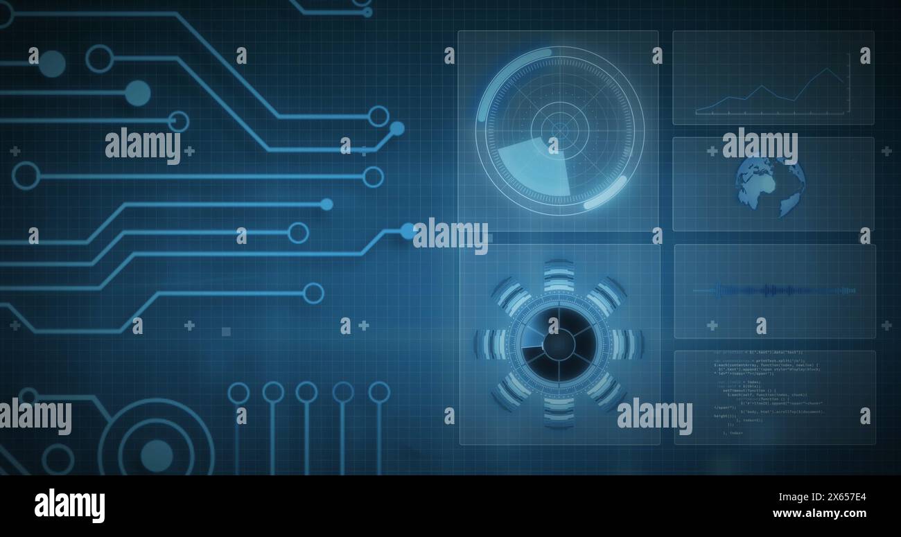 Image of data processing over dark background Stock Photo