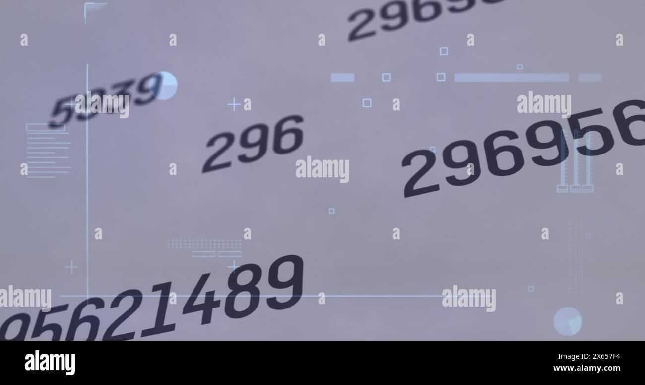 Image of changing numbers on grey background Stock Photo