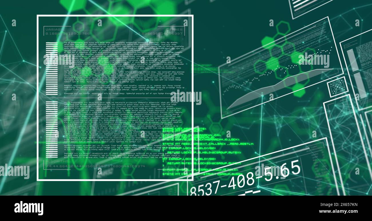 Image of scientific data processing on digital screens Stock Photo