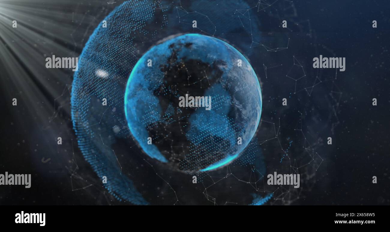Image of data processing over globe Stock Photo