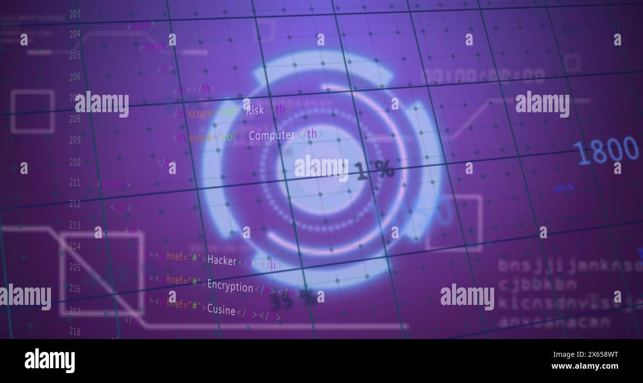 Image of data processing over blue background Stock Photo