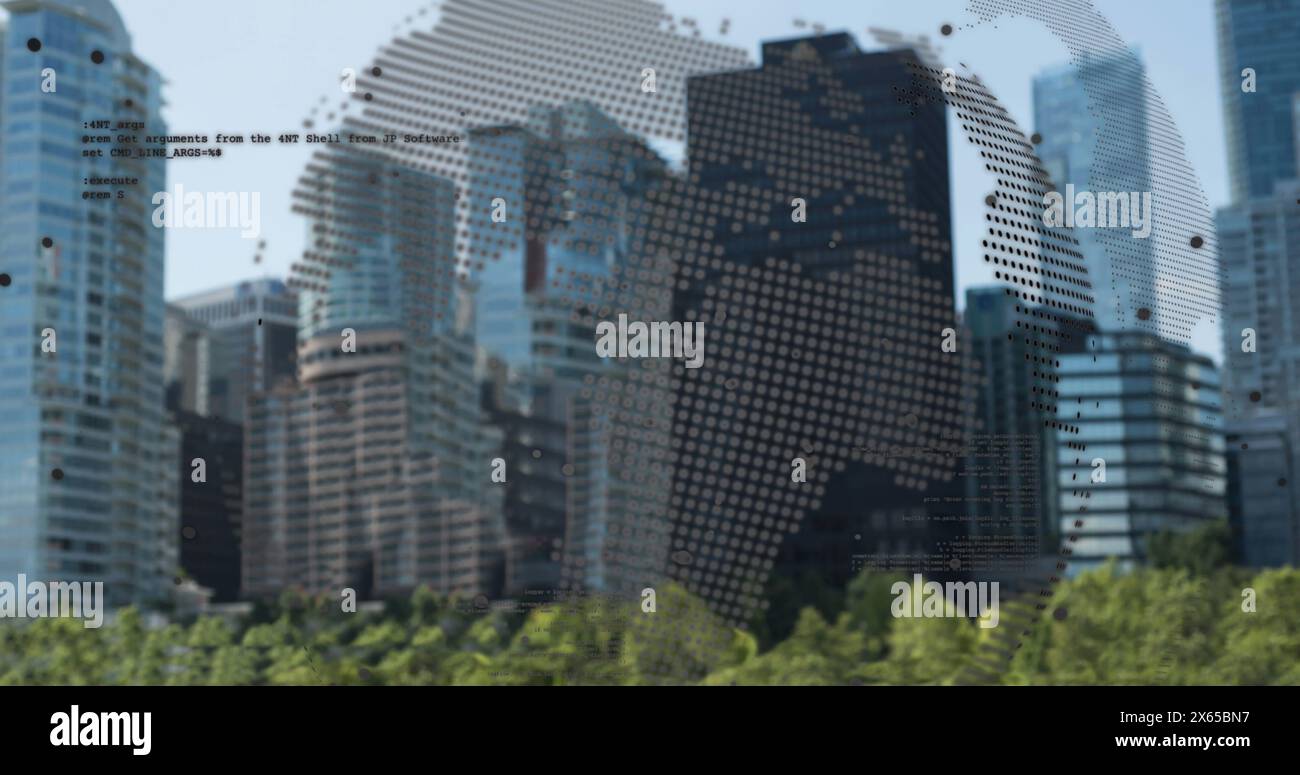 Image of digital interface over cityscape Stock Photo