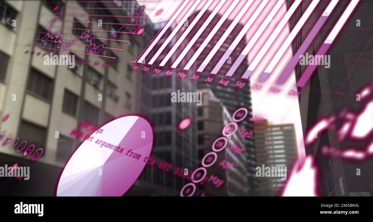 Image of digital interface over cityscape Stock Photo