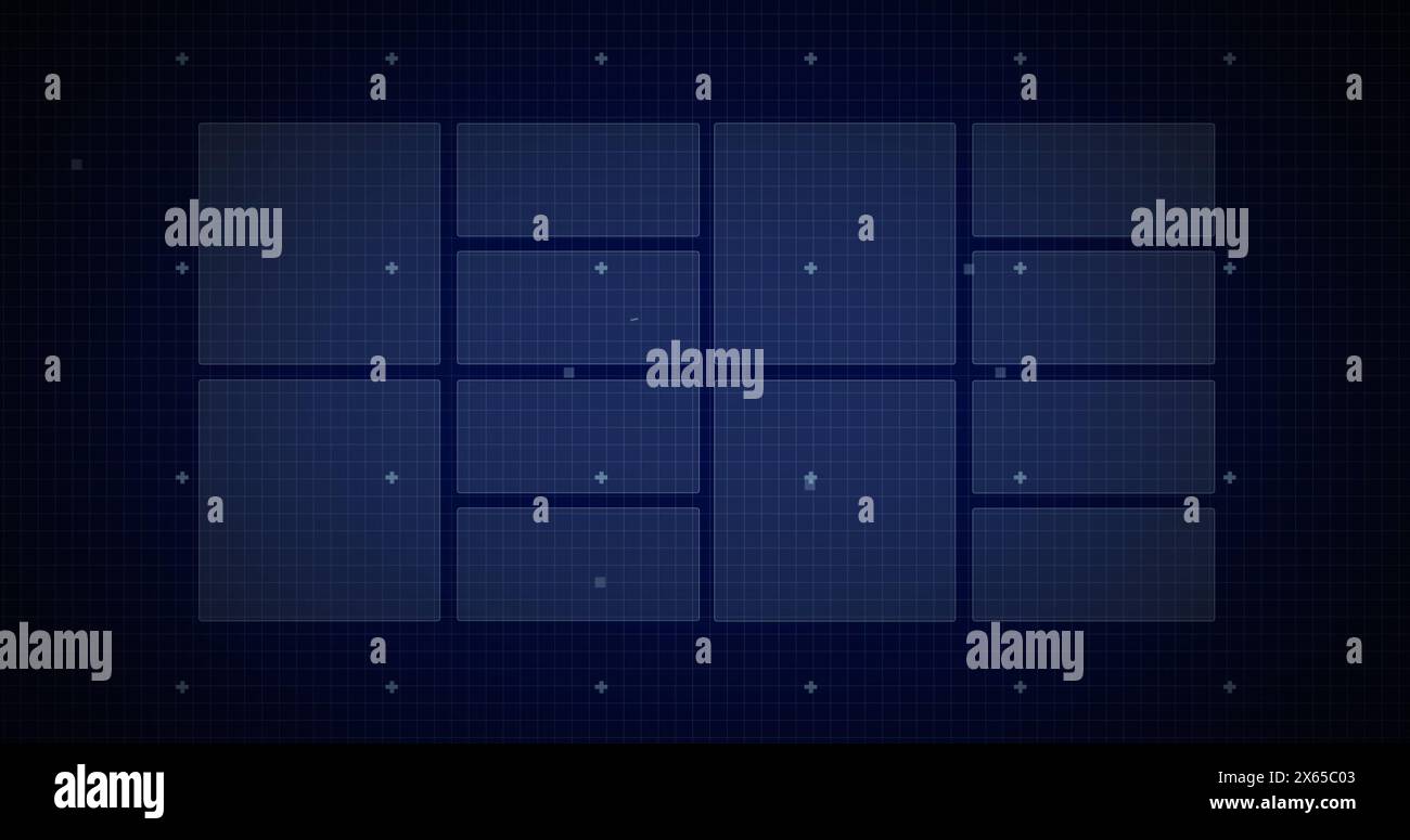 Image of processing circles and data on digital screens on navy background Stock Photo