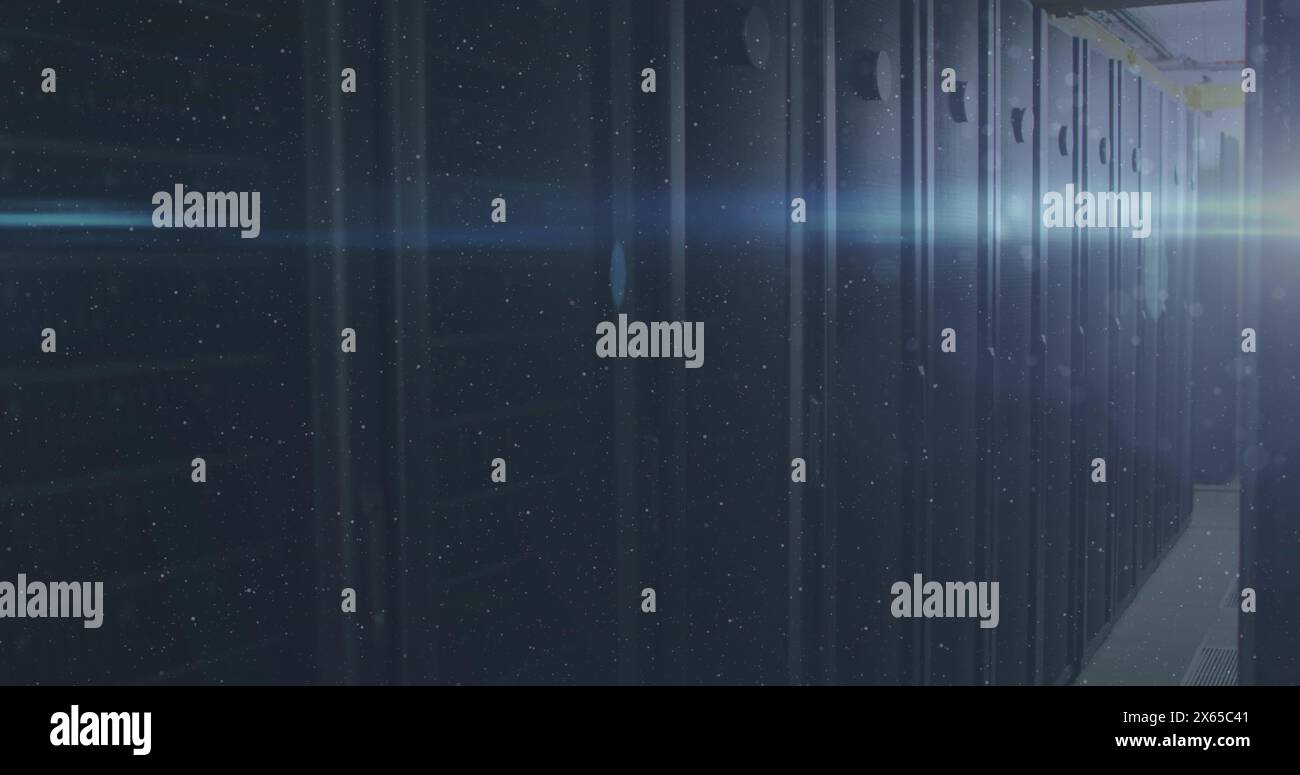 Image of light spots over server room Stock Photo