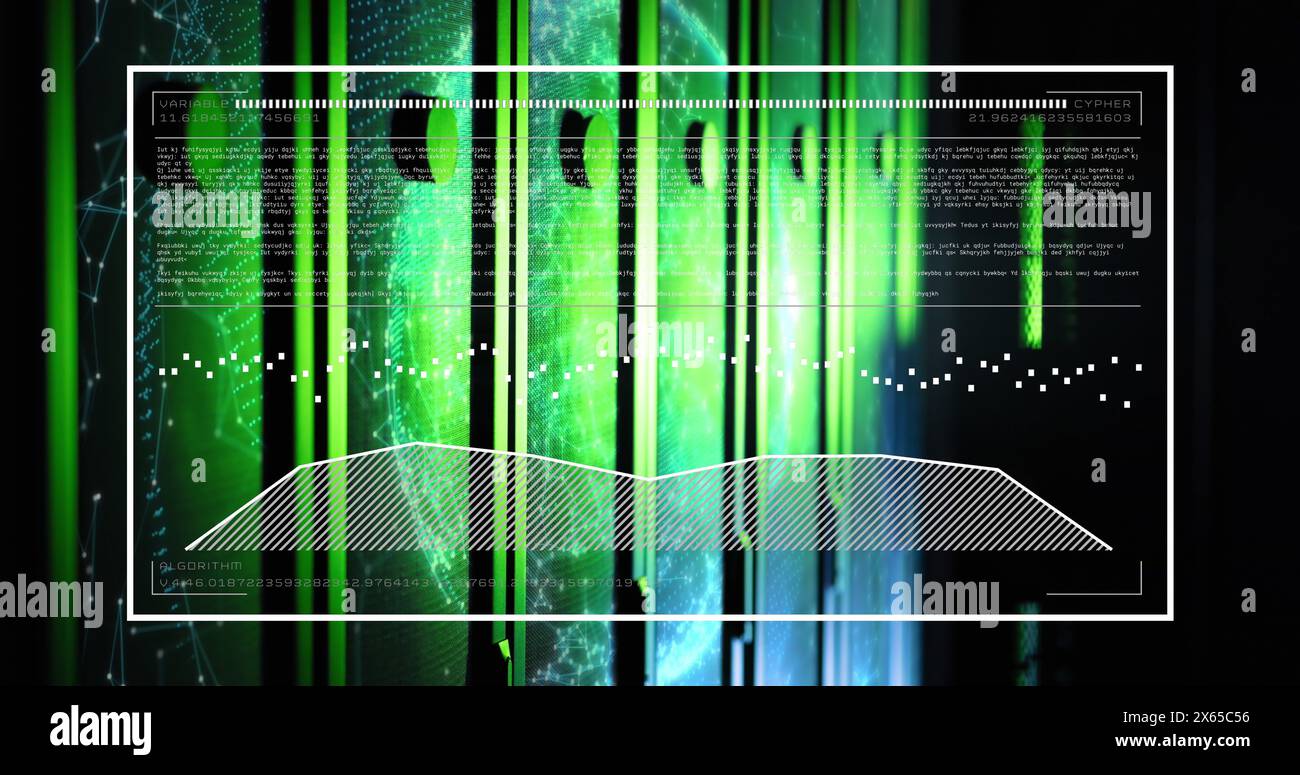 Image of data processing and digital interface over server room Stock ...
