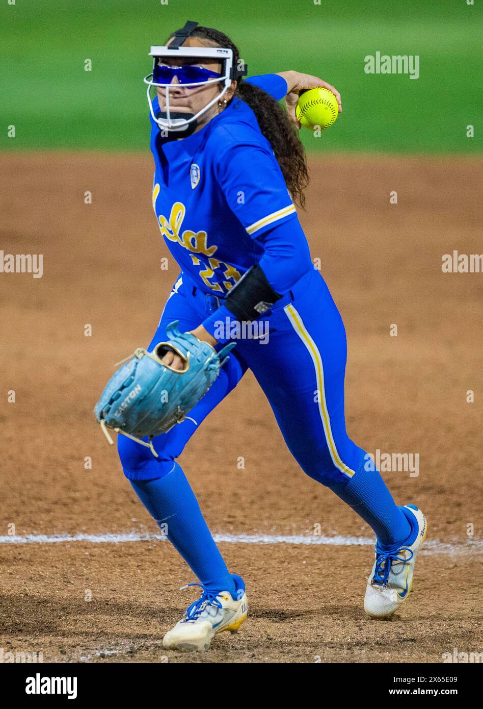 May 11 2024 Palo Alto CA U.S.A. UCLA starting pitcher/relief pitcher Taylor Tinsley (23)delivers the ball during the NCAA Pac 12 Softball Tournament Championship between UCLA Bruins and the Utah Utes. UCLA beat Utah 2-1 at Boyd & Jill Smith Family Stadium Palo Alto Calif. Thurman James/CSM (Credit Image: © Thurman James/Cal Sport Media) Stock Photo