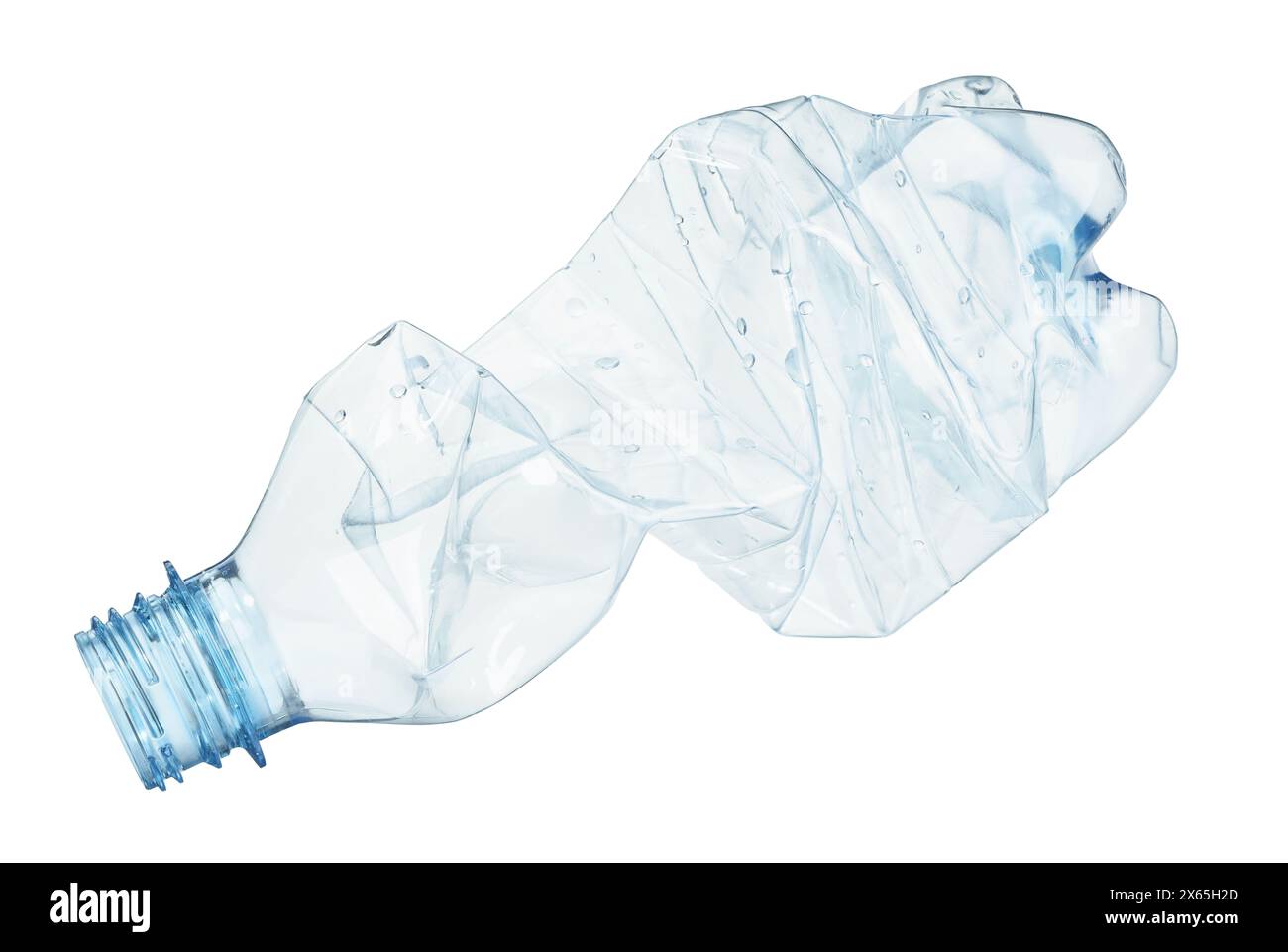 Crumpled disposable plastic bottle isolated on white Stock Photo - Alamy
