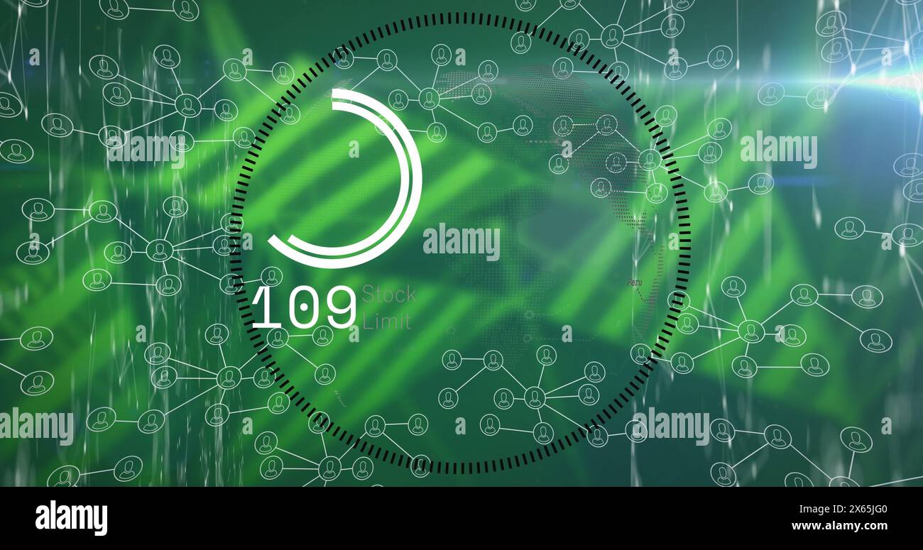 Image of media icons over data processing Stock Photo