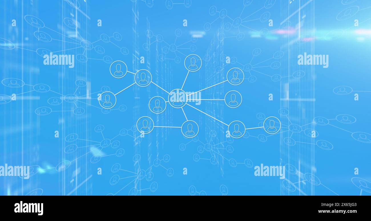 Image of media icons over data processing Stock Photo