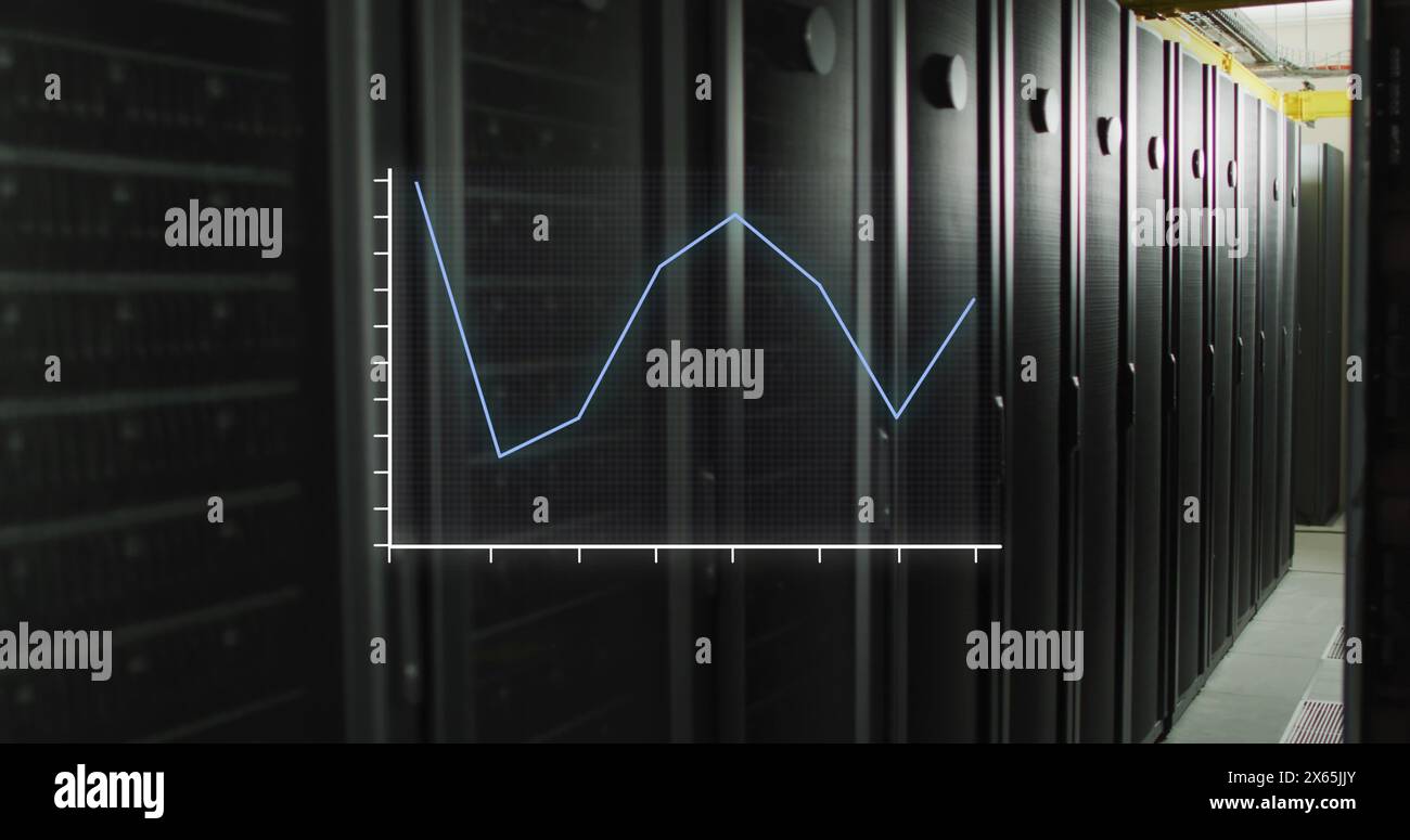 Data processing on a graph over computer server room Stock Photo - Alamy