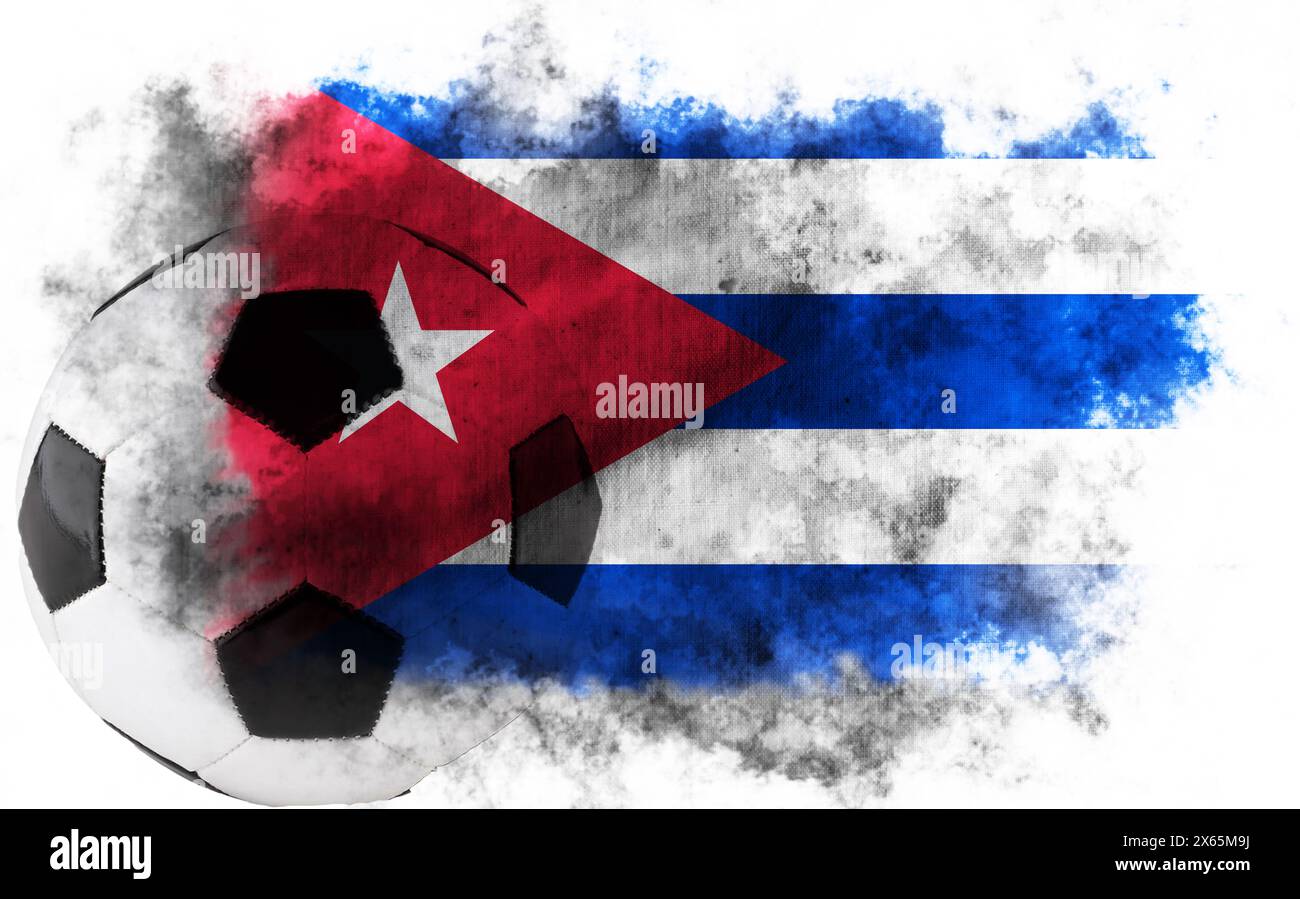 White background with Cuba flag and soccer ball Stock Photo