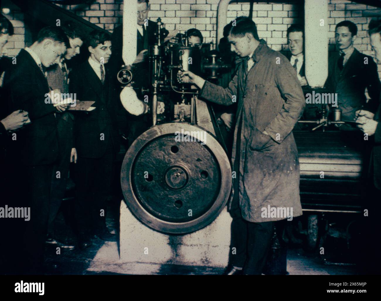 Engineering students at the Finsburg Technical College testing a steam ...