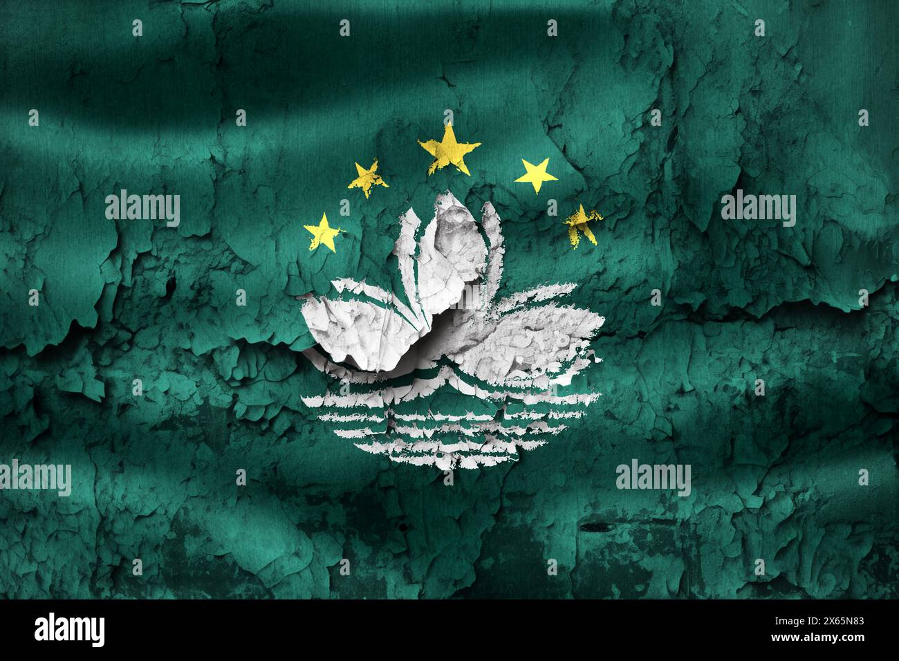 3D-Illustration of a Macao flag - realistic waving fabric flag Stock Photo