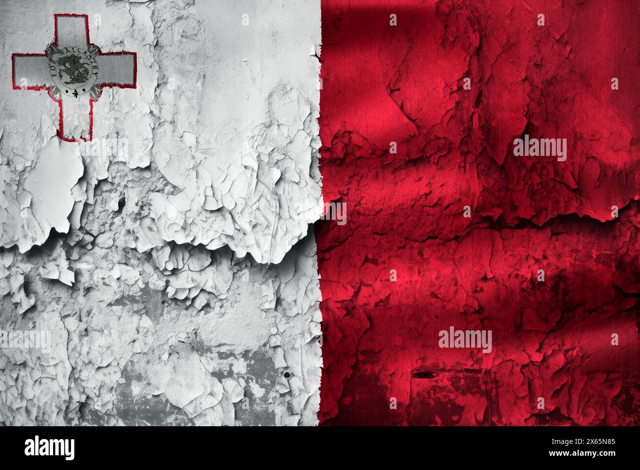 3D-Illustration of a Malta flag - realistic waving fabric flag Stock Photo
