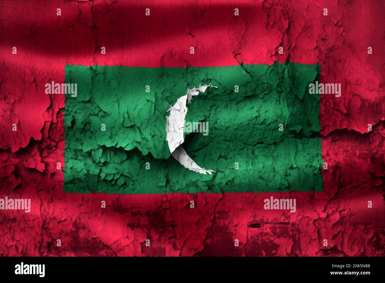 3D-Illustration of a Maldives flag - realistic waving fabric fla Stock Photo
