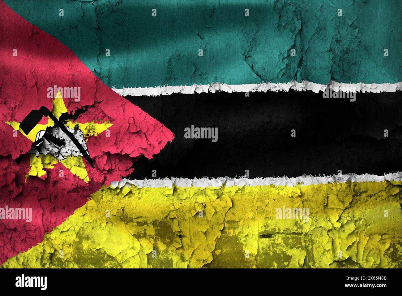 3D-Illustration of a Mozambique flag - realistic waving fabric f Stock Photo