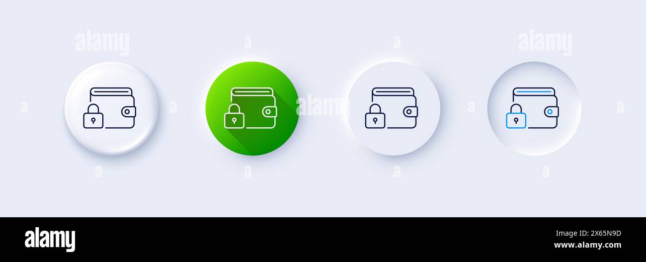 Lock line icon. Protected wallet sign. Line icons. Vector Stock Vector