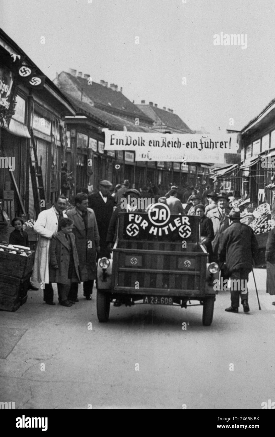 Pro-Anschluss propaganda car for the German Austrian plebiscite of 1938 Stock Photo