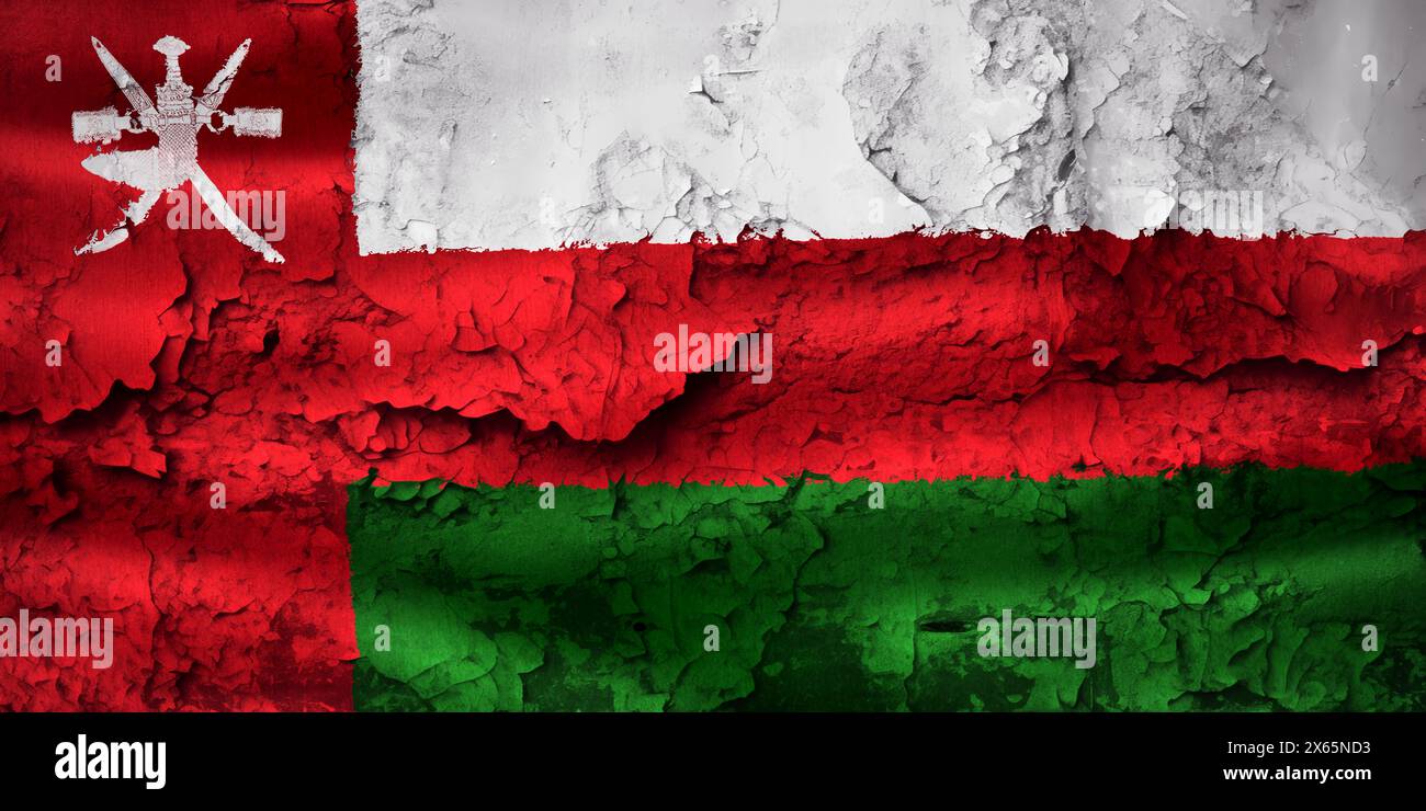 3D-Illustration of a Oman flag - realistic waving fabric flag Stock Photo