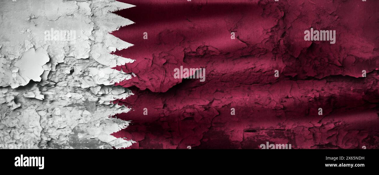 3D-Illustration of a Qatar flag - realistic waving fabric flag Stock Photo