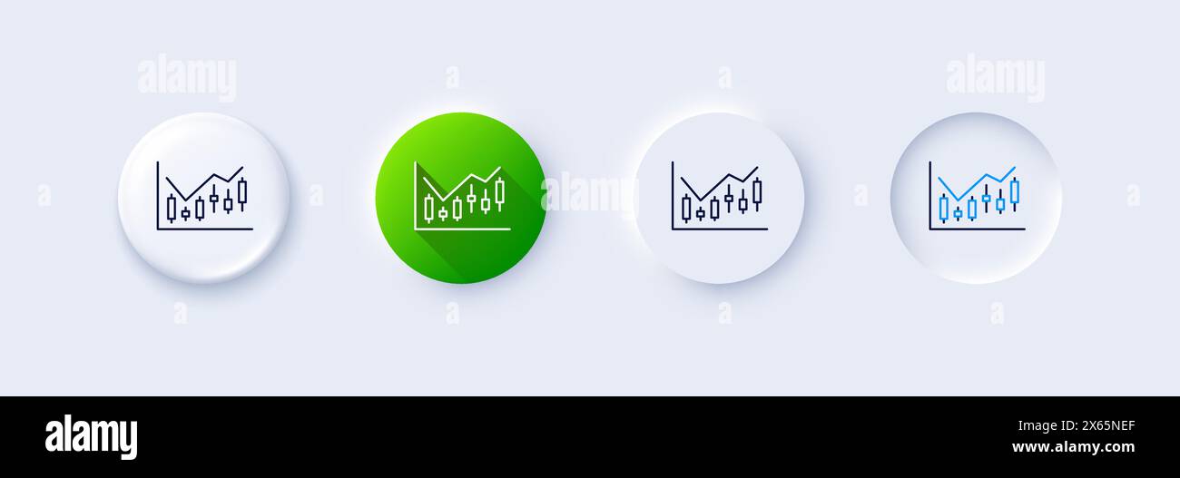 Candlestick chart line icon. Financial graph. Line icons. Vector Stock Vector