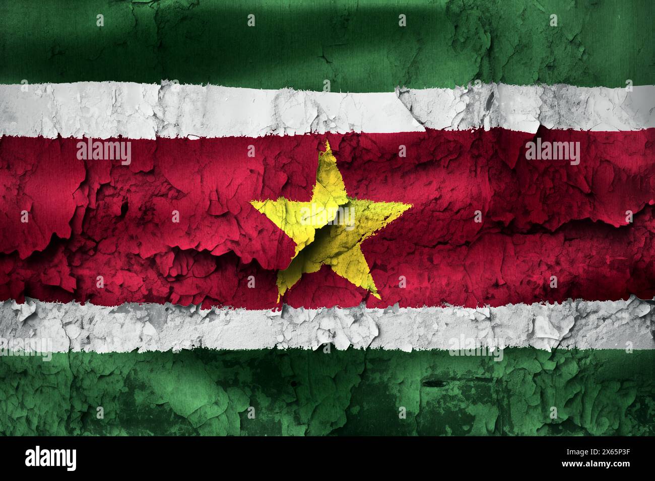 3D-Illustration of a Suriname flag - realistic waving fabric fla Stock Photo