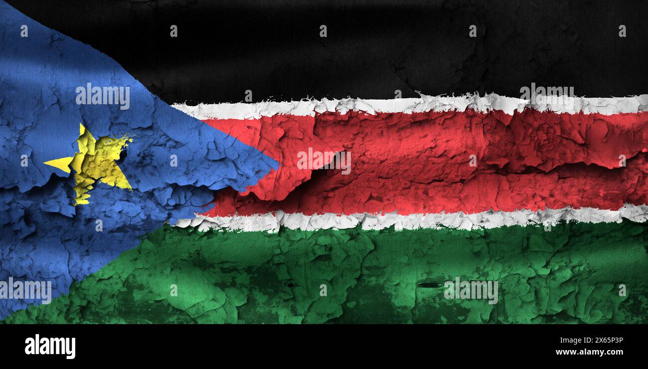 3D-Illustration of a South Sudan flag - realistic waving fabric Stock Photo