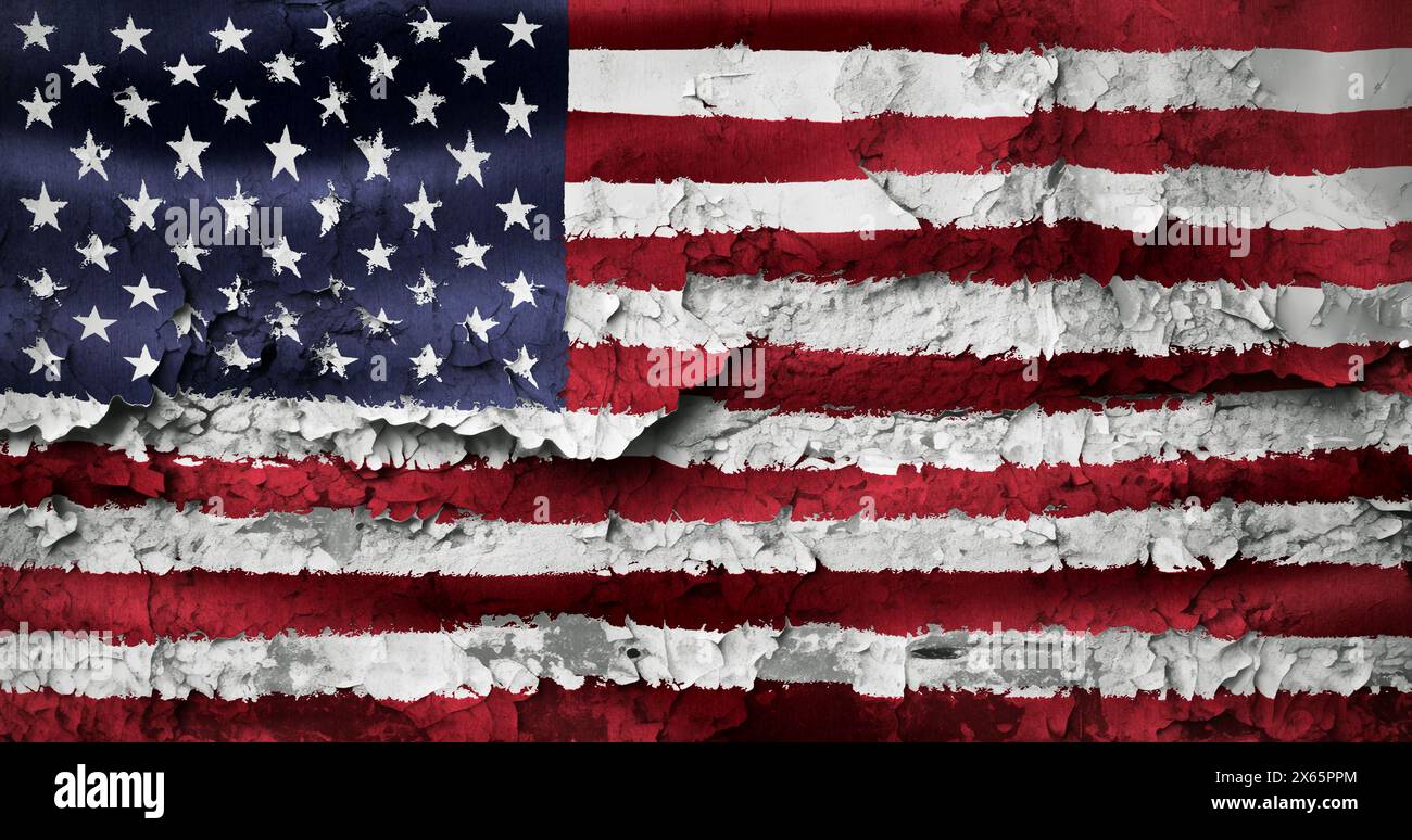 3D-Illustration of a USA flag - realistic waving fabric flag Stock Photo