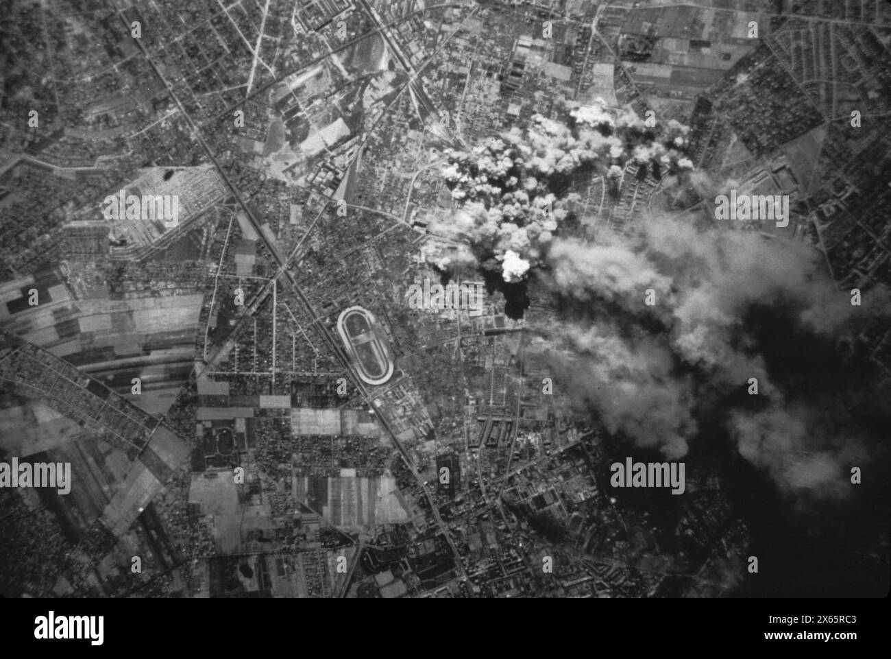 Air bombing over the Benz Tank Works in Berlin during WWII, Germany ...